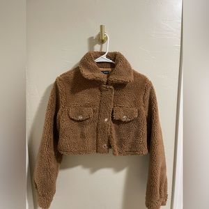 Shein sherpa cropped coat size S